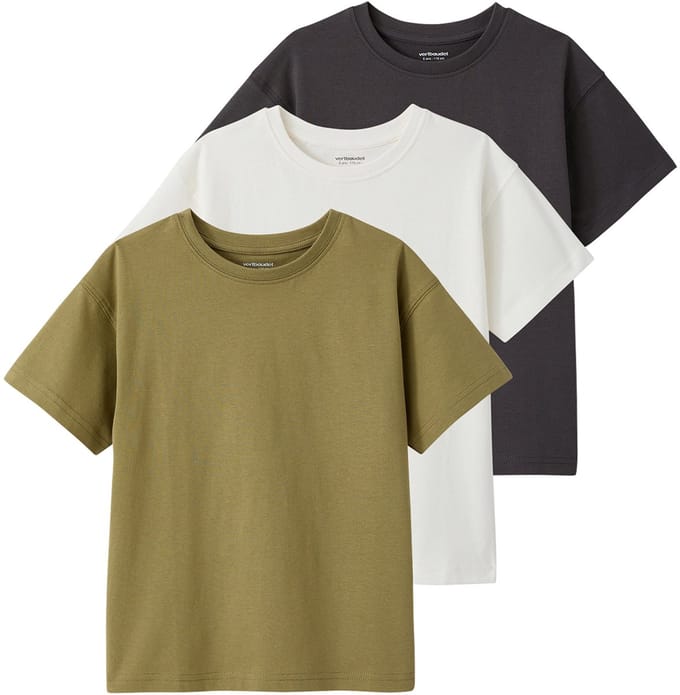 Vertbaudet Set van 3 effen Basics jongensshirts
