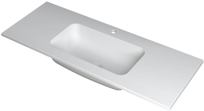 INK Faktor Wastafel Polystone Midden met 1 Kraangat - 1200x450x15 mm - Mat Wit