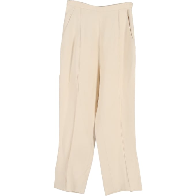 Khaite broek met wijde pijpen in crèmekleurige viscose