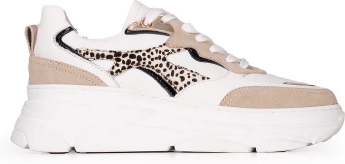 Poelman JANA Dames Sneakers - Beige met combinatie