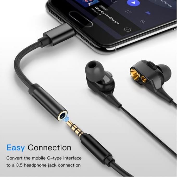 USB-C Male naar 3,5mm Jack aux audio female adapter geweven kabel| Roze / Pink| 15 cm (headset adapter)