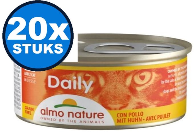 20x Almo Nature Daily - Kattenvoer Natvoer Blik - Mousse - Kip - 85g