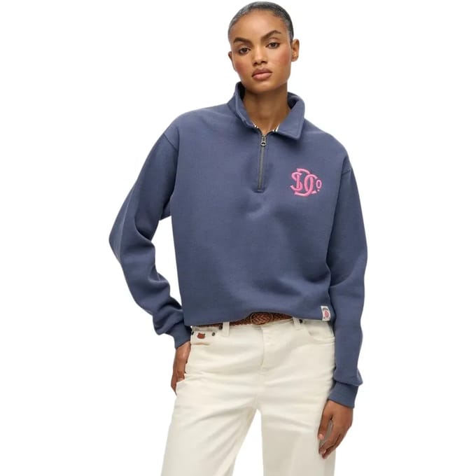 Dames sweatshirt met halve rits Superdry Sd&co Neon