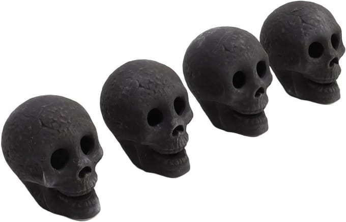 Fireproof Mini Skulls for Fire Pits - Set of 4 | Ceramic Skull Props for Bonfire, Campfire, and Fireplace