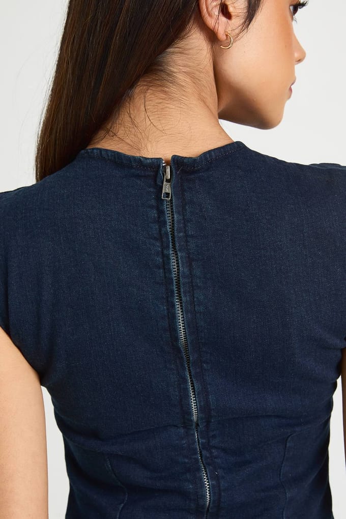 boohoo Dames Basic Denim Shiftjurk | Indigo | Maat: 40