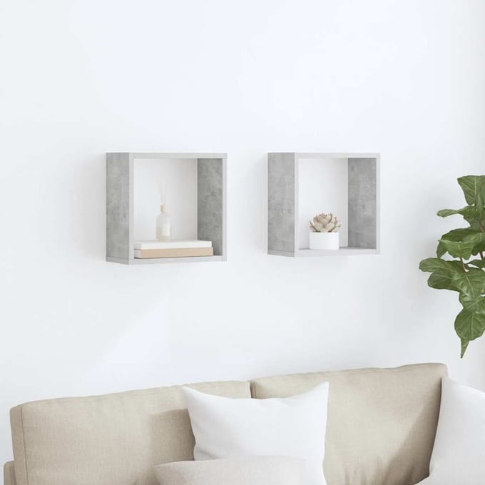 vidaXL - Wandschappen - kubus - 2 - st - 30x15x30 - cm - betongrijs