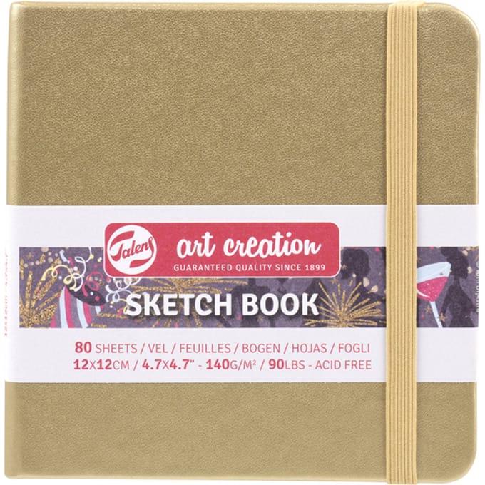 Schetsboek Talens Art Creation 80 witte vellen 140gr 120x120mm witgoud