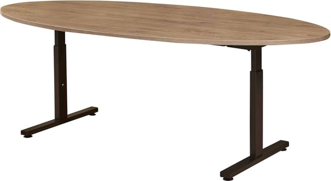 Vergadertafel Quick ellips 220x110cm frame Aluminium (RAL9006) blad Robson Eiken