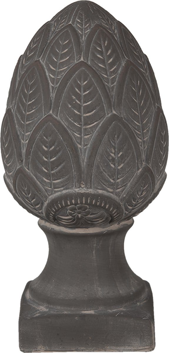 Clayre & Eef Beeld Dennenappel Ø 13x26 cm Grijs Steen