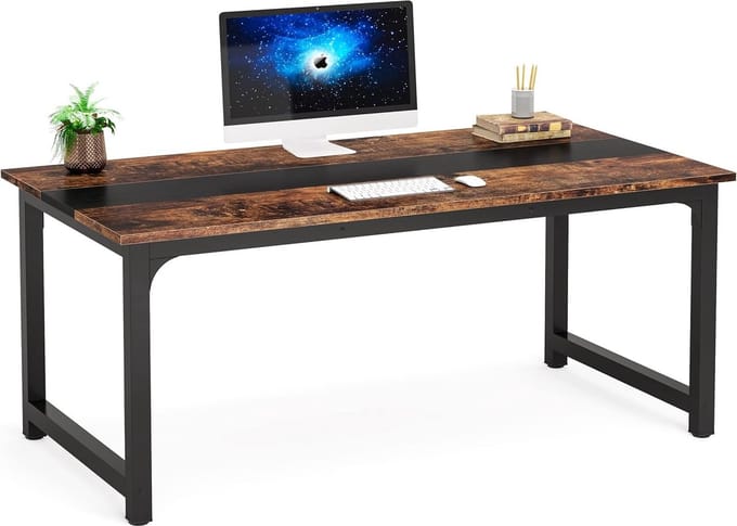Tribesigns Bureau - Computerbureau - Computer Tafel - Bureautafel Vintage - Bruin/Zwart - 160 x 80 x 75 cm