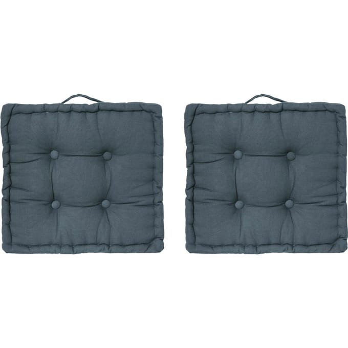 Eazy Living Vloerkussen 40 x 40 cm Tiago Donkerblauw - 2 Stuks