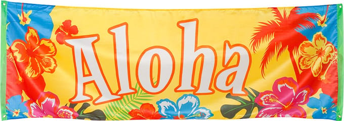 Boland - Polyester banner 'Aloha' - Tropisch - Hawaii - Tuinfeest - Themafeest - Verjaardag