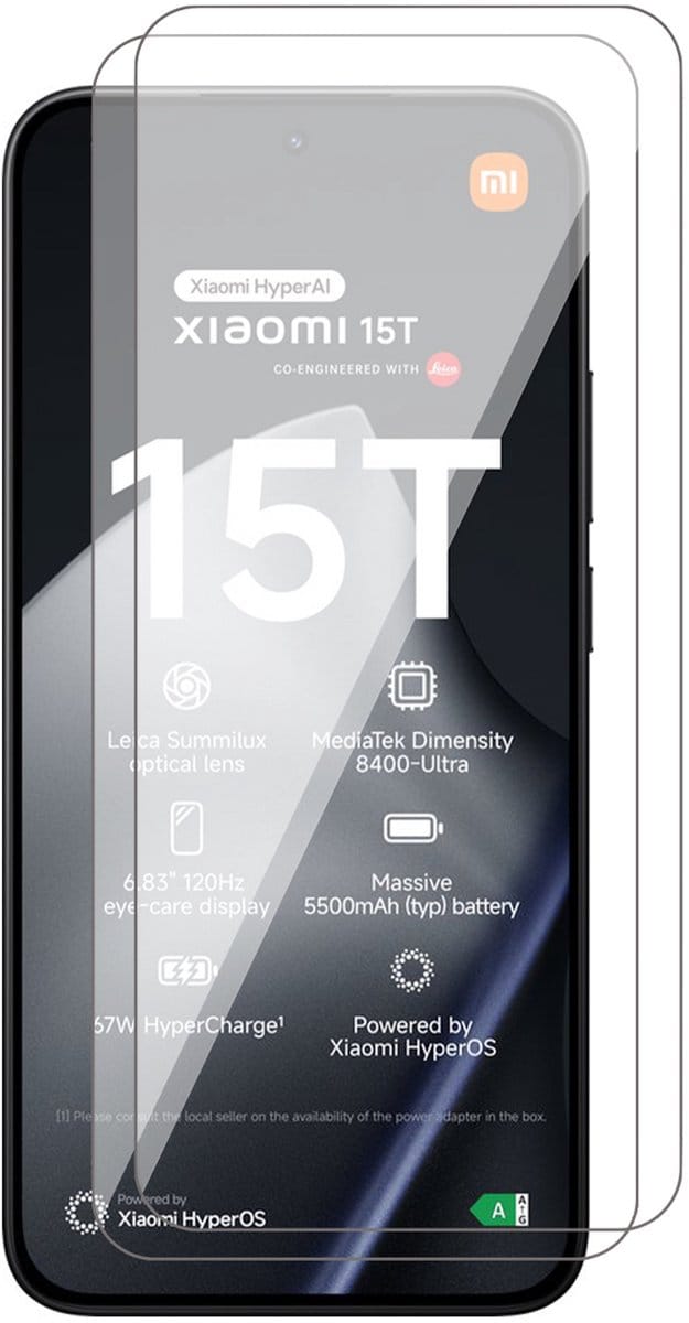 Screenprotector geschikt voor Xiaomi 15T / 15T Pro - 2x Glas Screen Protector