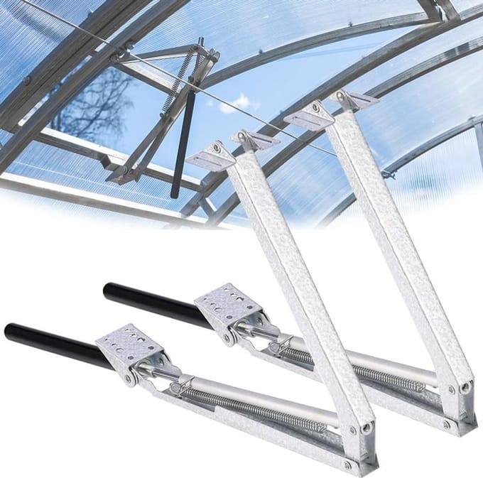 Automatische Raamopener - Serre Ventilator - Kas Klimaatregeling - Temperatuur Gestuurd - Tot 45cm Open - Grijs