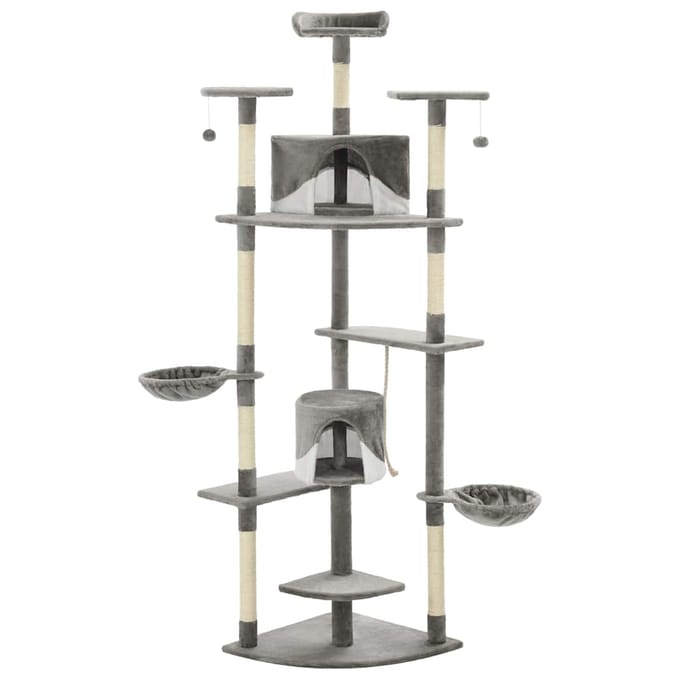 vidaXL - Kattenkrabpaal - met - sisal - krabpalen - 203 - cm - grijs - en - wit