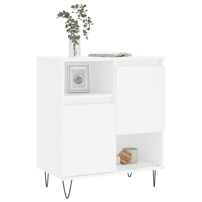 vidaXL - Dressoir - 60x35x70 - cm - bewerkt - hout - wit