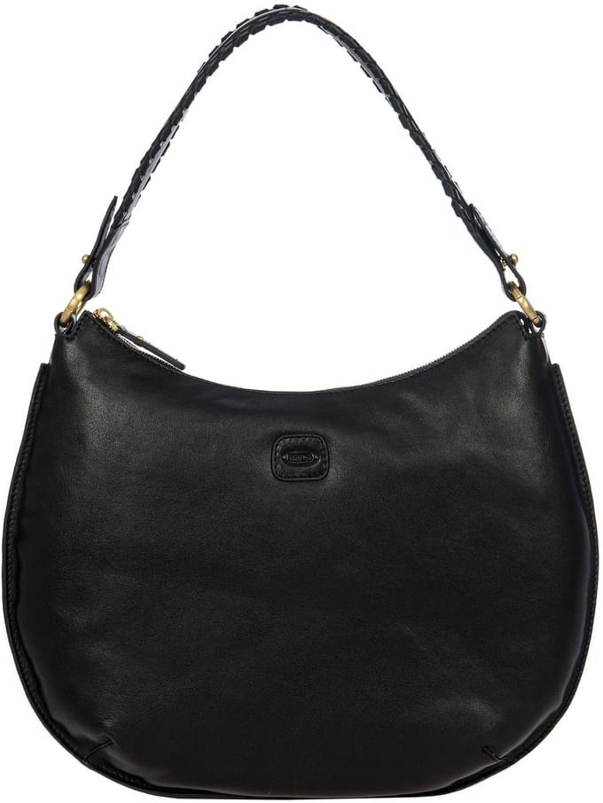 BRIC'S Leren Schoudertas Volterra Hobo Bag Black Zwart