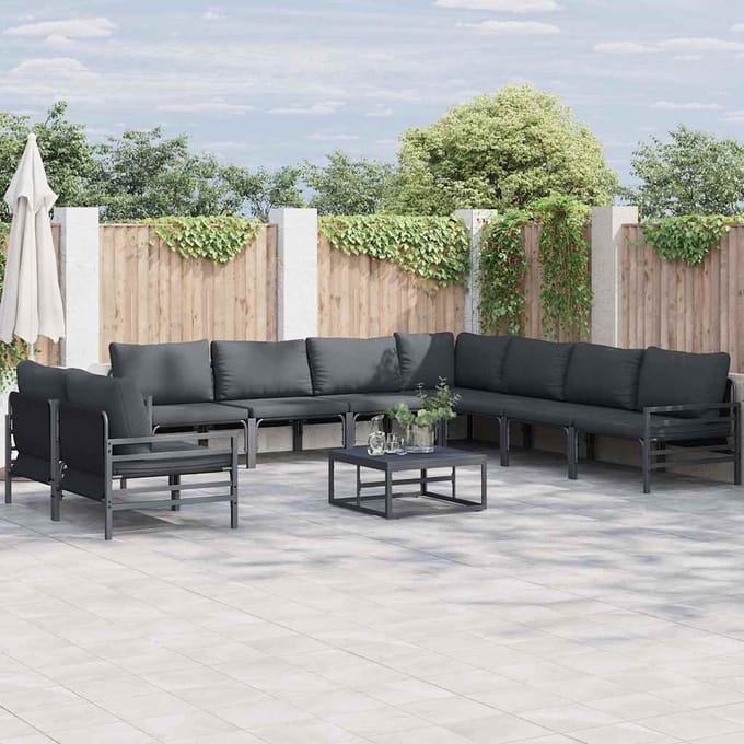 vidaXL - Tuinbank - Set - 10 - st - Zwart - Staal