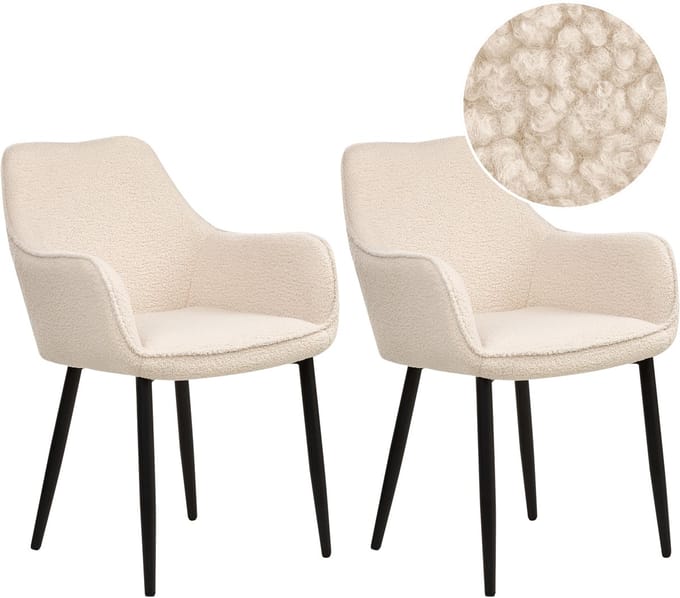 ALDEN - Eetkamerstoel set van 2 - Lichtbeige - Bouclé