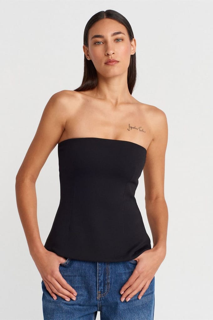 Bandeau Blouse zonder Bandjes met Slim Fit