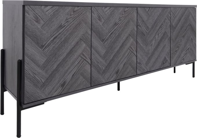 Charlene-Dressoir - 4-deuren - Grijs Visgraat