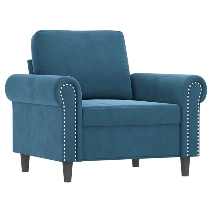 vidaXL - 3-delige - Loungeset - met - kussens - fluweel - blauw