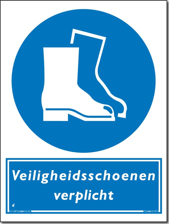 Veiligheidsschoenen verplicht bord - Aluminium - 30 x 40 cm