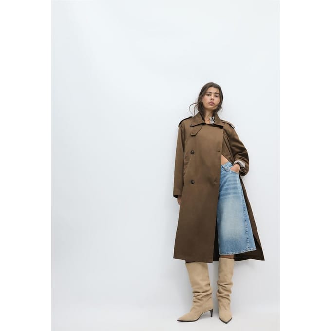 Stradivarius Lange basic trenchcoat  Karamel XS