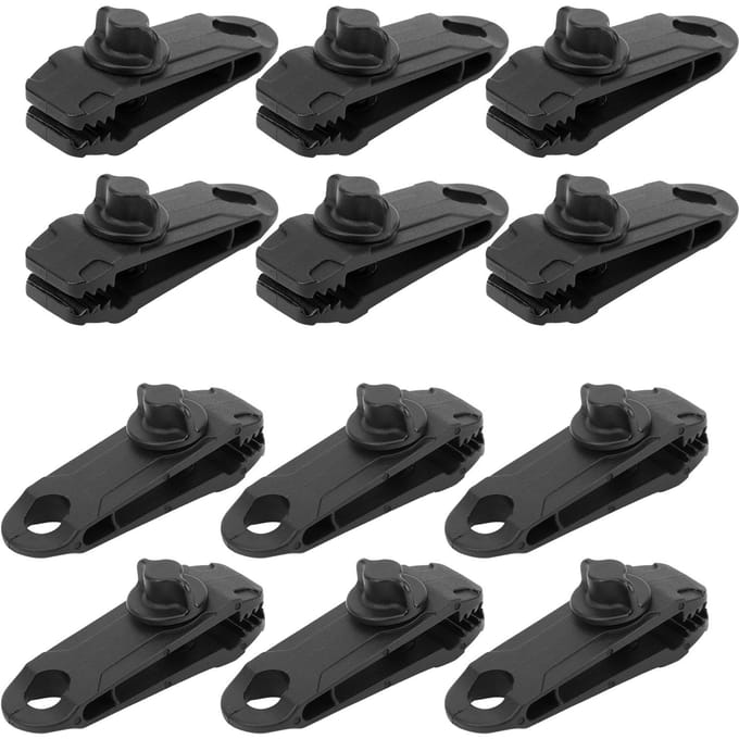 Ensemble de 12 pièces Tente d'extérieur Auvent Corde coupe-vent Clip Boucle fixe Accessoires de camping L black