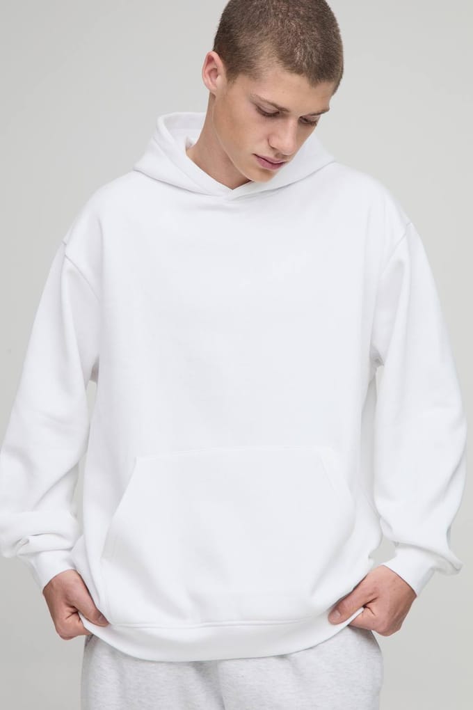 Essential Oversized Over the Head Hoodie | White | Size Small