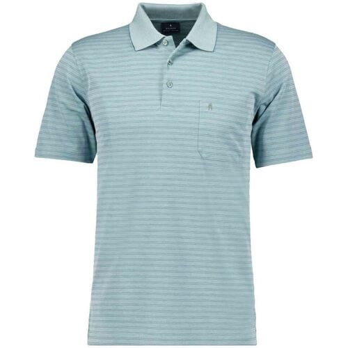 Ragman Polo Duo Fine Line Soft Knit Easy Care Sage Green / male