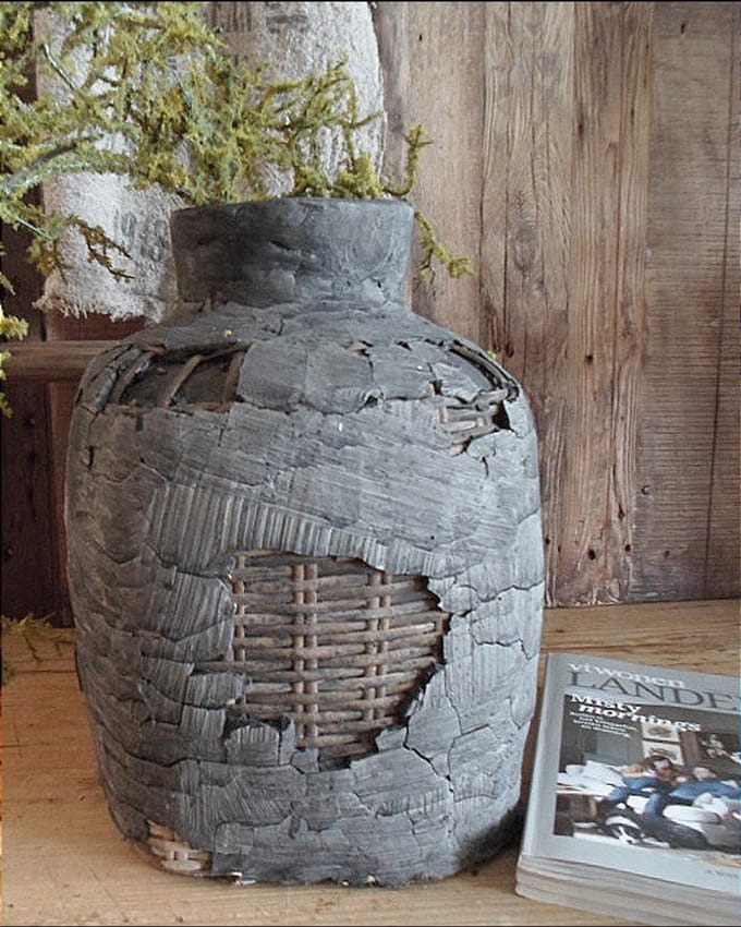 Authentieke wabi sabi leemmand/leemkruik/Authentieke leemmand