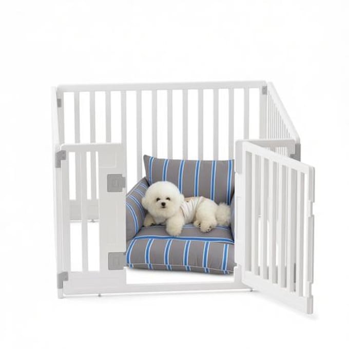 Opvouwbaar Welpenloophok Hondenloophok met Deur, 89 x 89 cm, Wit