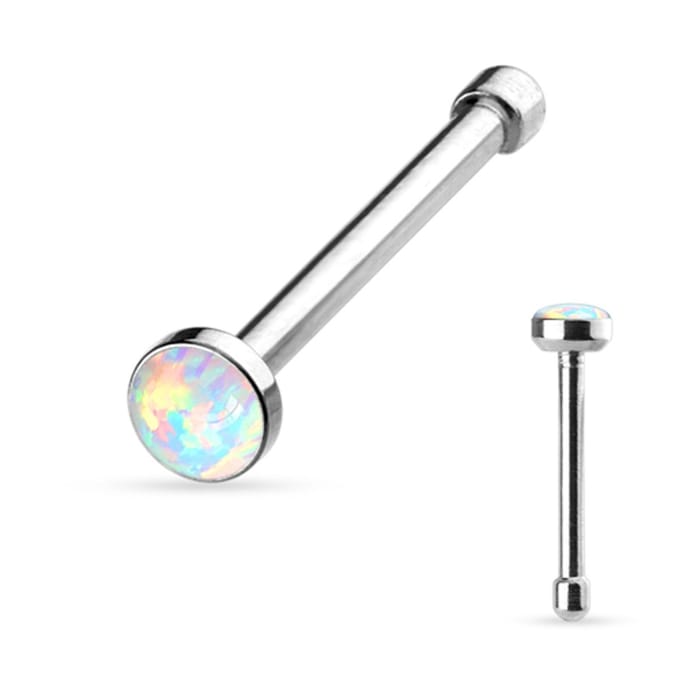 Neuspiercing rechte stud 0.8x6x2.5 opal - wit - LMPiercings