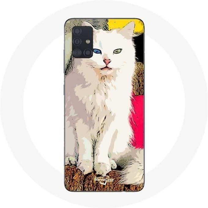 Coque Samsung Galaxy A51 Turc de Van Chat Blanc aux yeux bleu et jaune