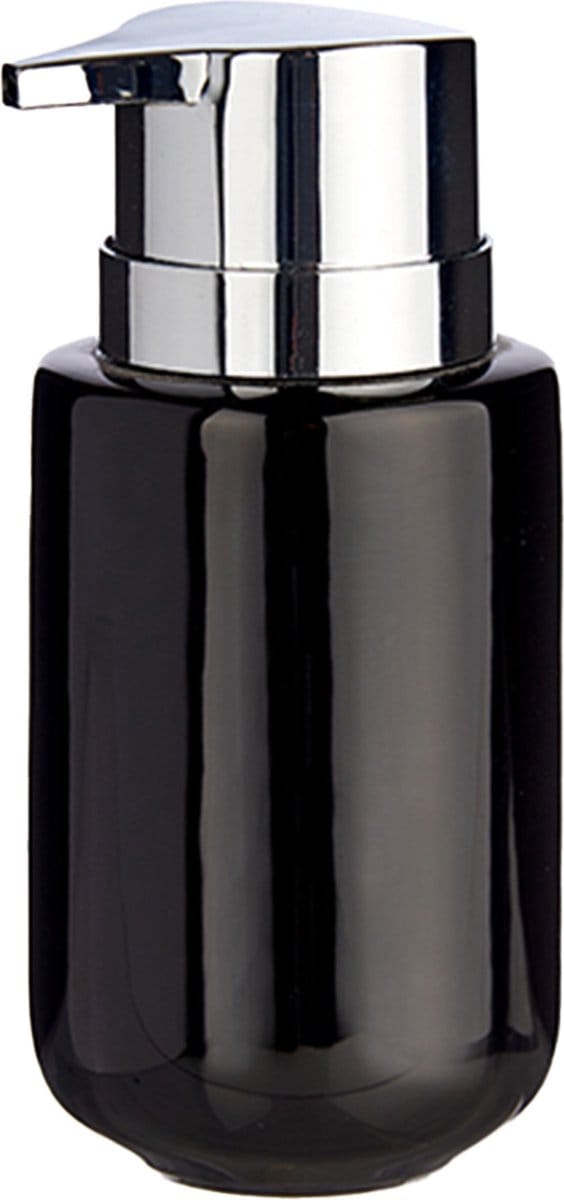 Berilo zeeppompje/dispenser - keramiek - zwart/zilver - 350 ml - toilet/badkamer/keuken - lotionpompje