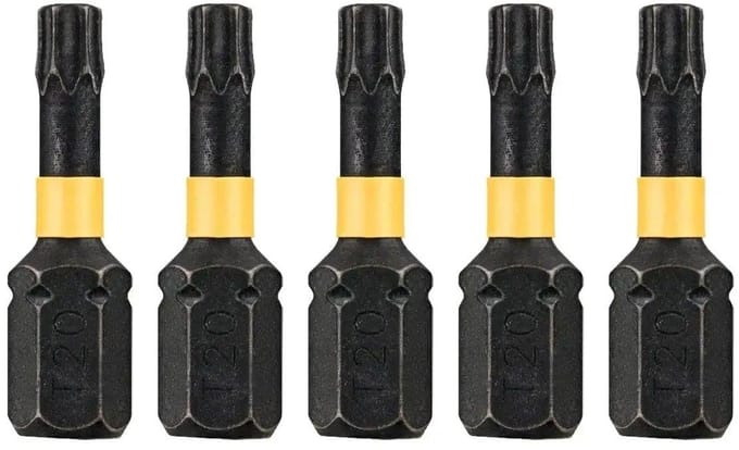 DeWALT T20 25mm Impact Torsion schroefbits (5 stuks) - Extreme - DT7381T