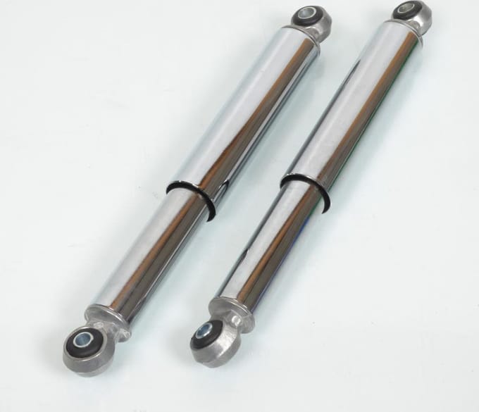 paar gladde achterschokdempers chroom 285mm voor bromfiets mbk 51 nieuw