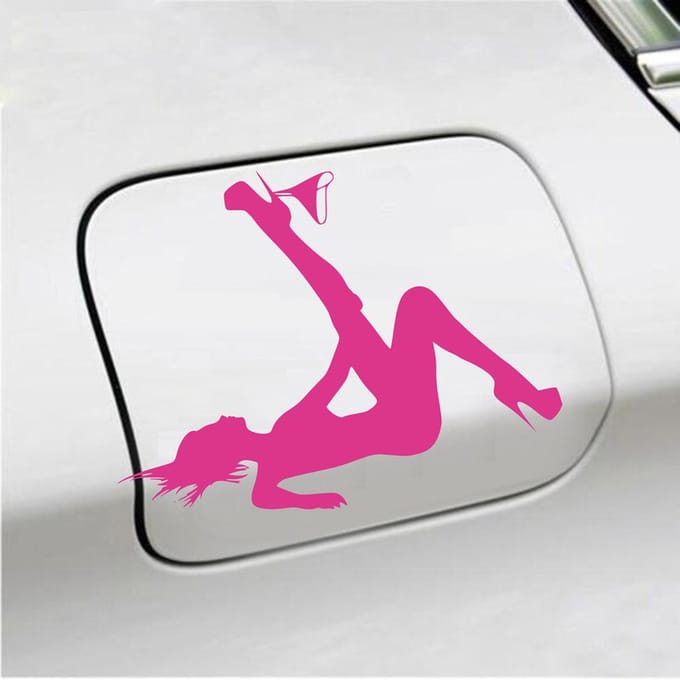 Bumpersticker - Dame Zonder Slip - 13 X 17 - Roze