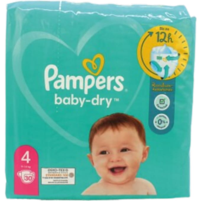 Pampers Baby-Dry Luiers Maat 4 Maxi (9-14 kg) - 30 stuks