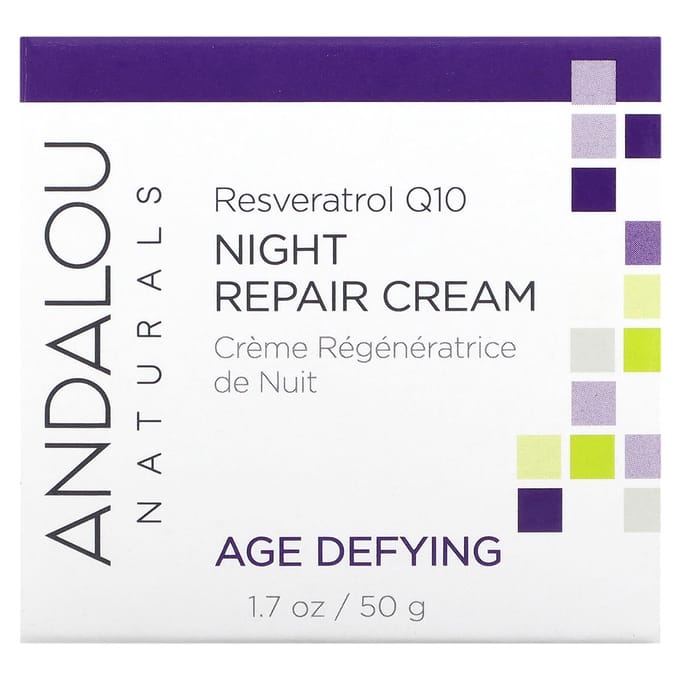 Nachtherstelcrème, Resveratrol Q10, Anti-aging, 1,7 fl oz (50 ml) white