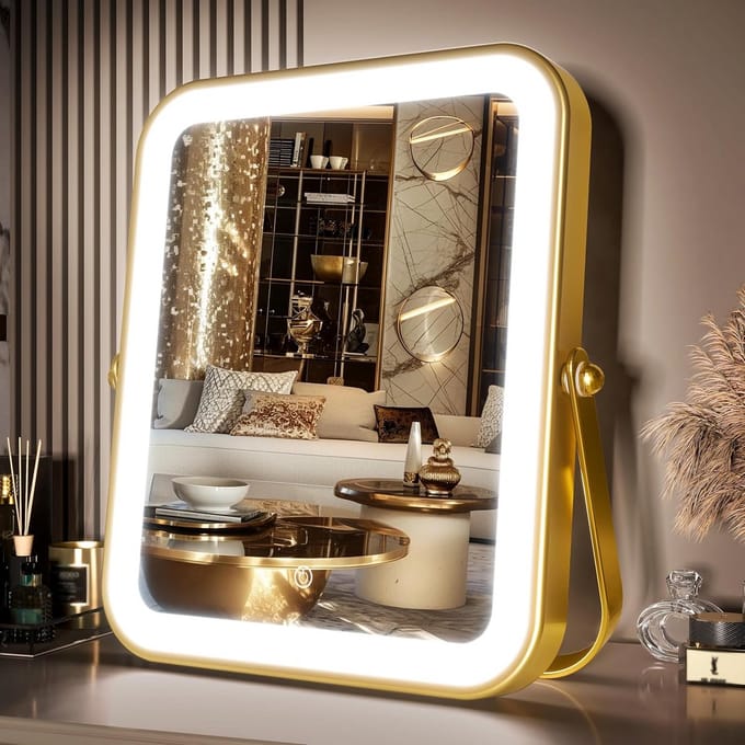 Verlichte Make-up Spiegel met Touchscreen & 3 Lichtstanden - Draagbaar voor Kaptafel