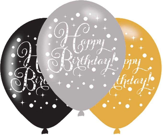 Ballon Happy birthday - goud-zilver - 6 stuks - Amscan