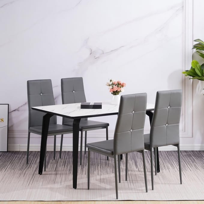 QIN® Stoelen 6 Stuks - Stoelen - ‎Grijs - 15cm x 30cm x 121cm