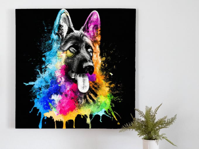 Explosive german sheppard hues | Explosive German Sheppard Hues | Kunst - 75x75 centimeter op Forex | Foto op Forex