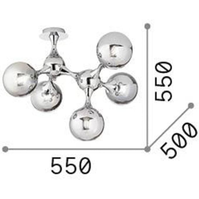 Plafondlamp Ideal Lux Nodi, chroomkleurig, glas, 5-lamps