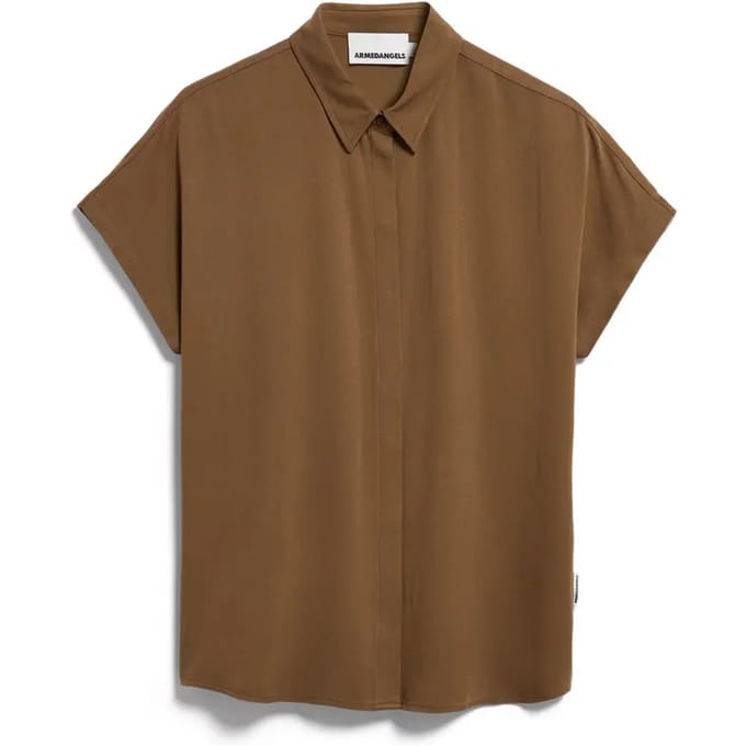 relaxed fit overhemdblouse van pure viscose model 'LARISAANA'