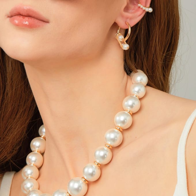 Hipanema Pearly wit/gouden ketting