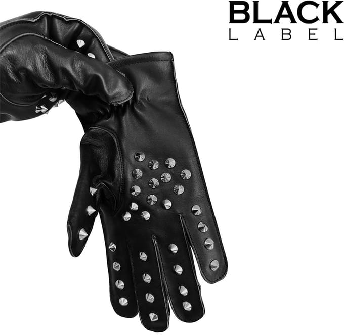 Black Label - Studded Spanking Handschoenen - Zwart