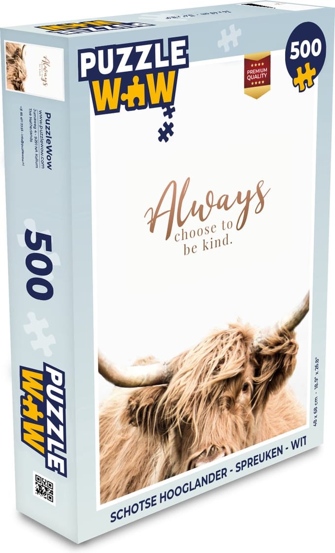 Puzzel Schotse hooglander - Spreuken - Wit - Legpuzzel - Puzzel 500 stukjes